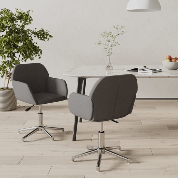 vidaXL - Eetkamerstoelen - draaibaar - 2 - st - stof - donkergrijs