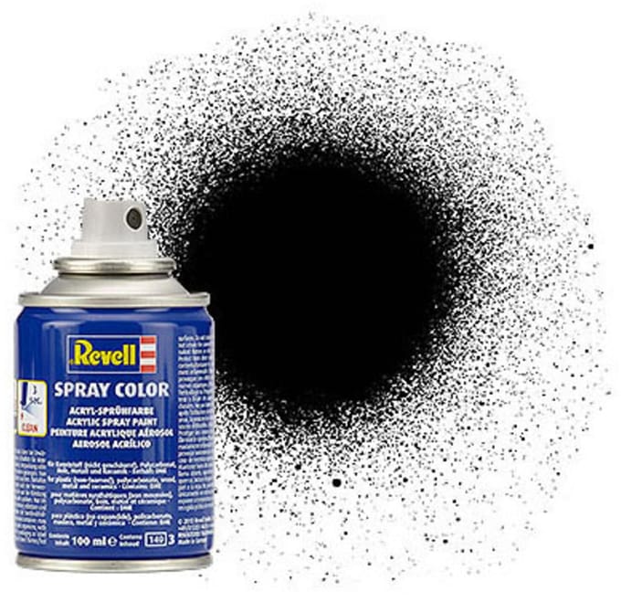 Revell Hobbyverf Acrylverf - #302 Black - Satin - Acryl Spray - Verf spuitbus - 100 ml