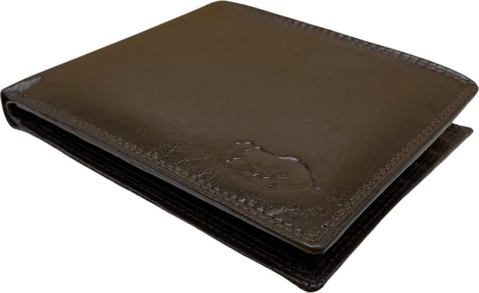 Arrigo Billfold Portemonnee Heren Rundleer - Plat Model - Donkerbruin