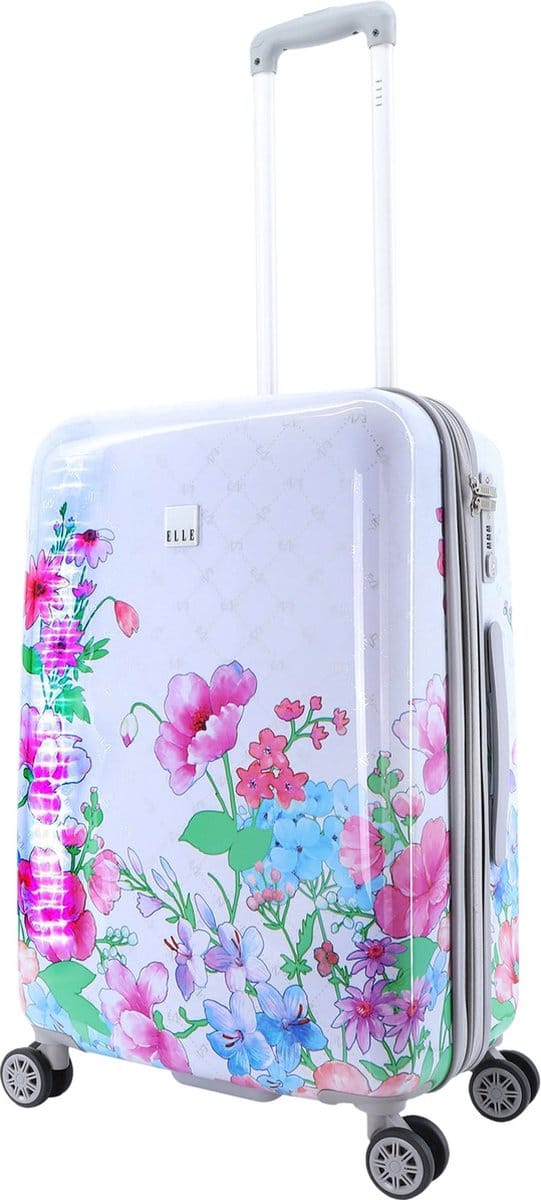 ELLE Koffer met print | Reiskoffer 65 cm (M) - Bouquet - Wit - EL38HA.60.01 - Wit / Medium
