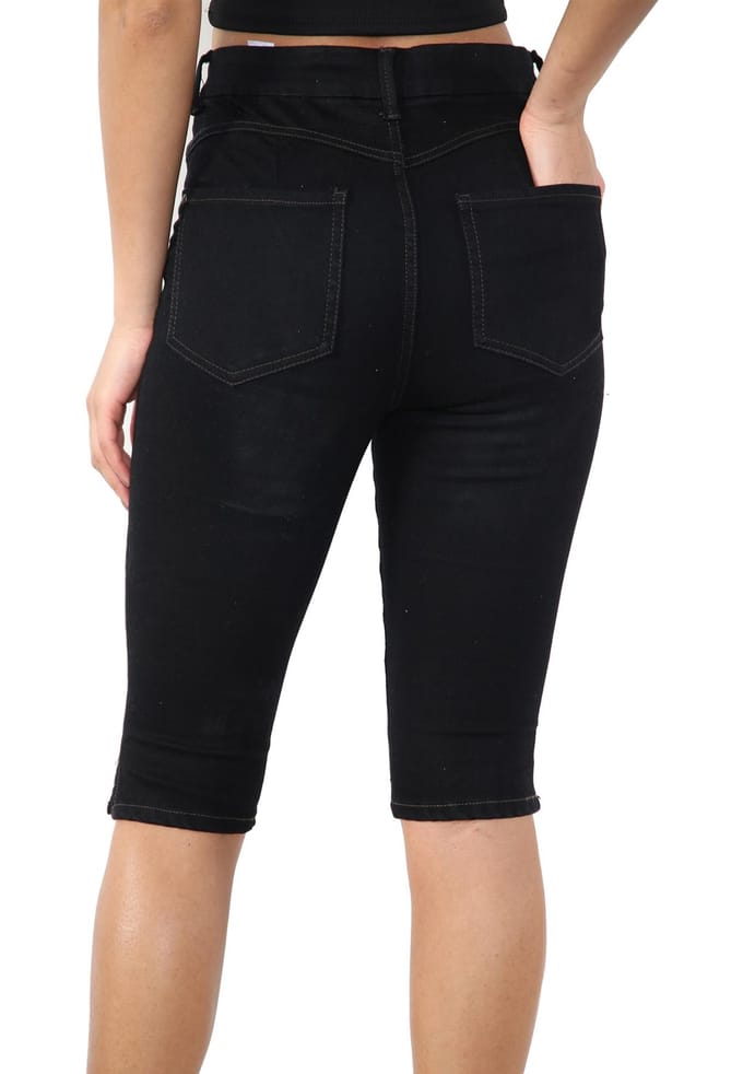 MYT Magic Shaping denim short met hoge taille voor dames, zwart
