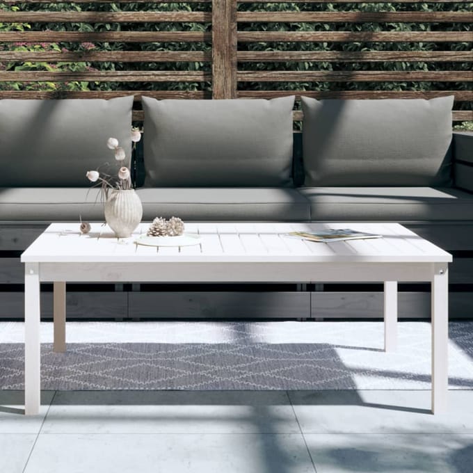 vidaXL - Tuintafel - 121x82,5x45 - cm - massief - grenenhout - wit