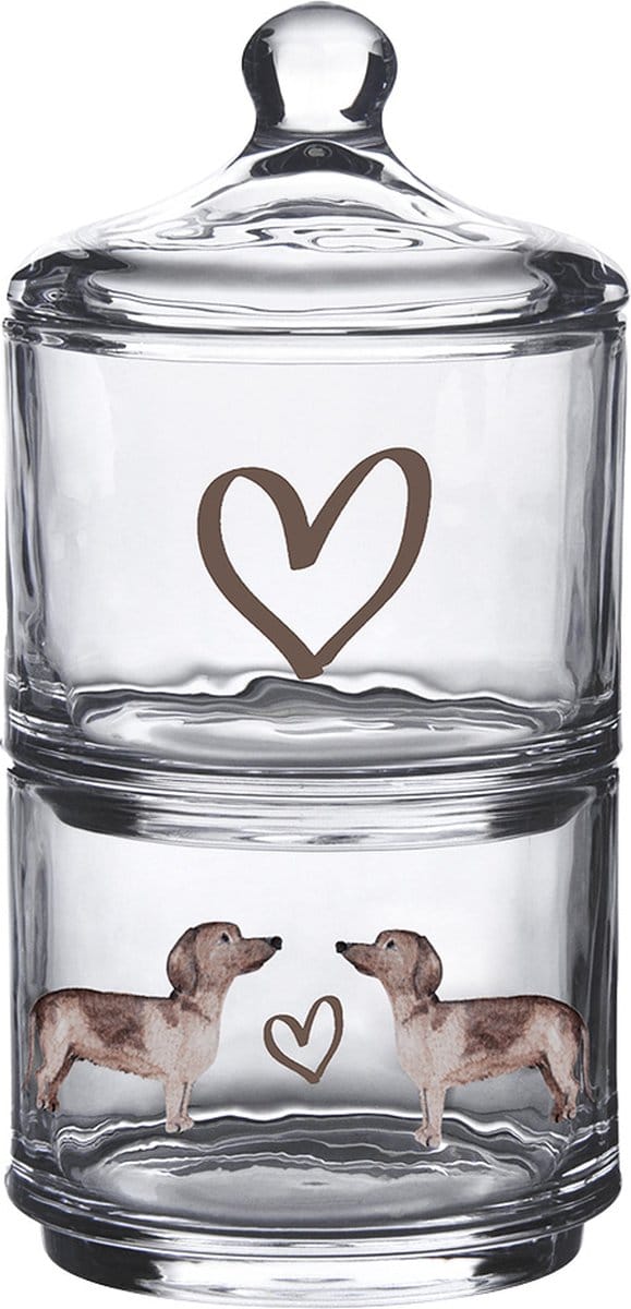 Clayre & Eef Voorraadpot Deksel Ø 10x21 cm Glas Teckel