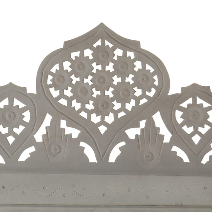 vidaXL - Kamerscherm - 4 - panelen - handgesneden - 160x165 - cm - mangohout - grijs