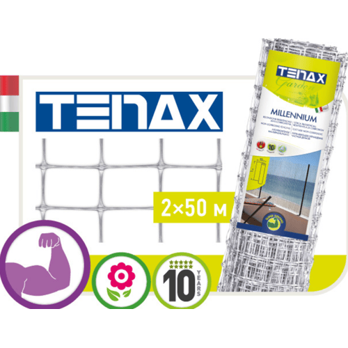 TENAX Millennium Kunststof Omheining - 2x50m, Zilver