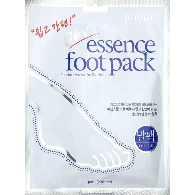 Petitfee, Dry Essence Foot Pack, 1 pair white