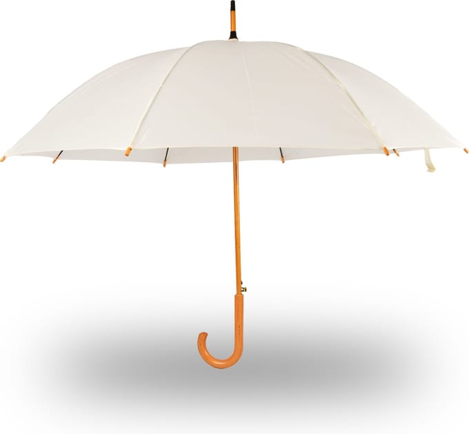 Paraplu wit | Windproof en Handmatig| Diameter 98 cm met Houten Handvat en Stok