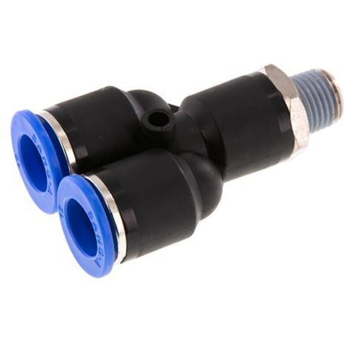 12mm x R1/4'' Y-koppeling Messing/PA 66 Insteekfitting Buitendraad Draaibaar NBR