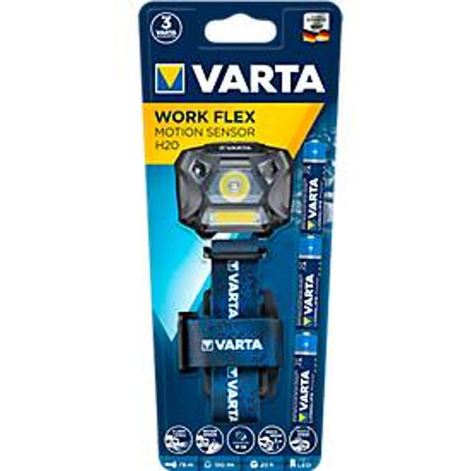 Koplamp Varta Work Flex Motion Sensor H20, CBOB-LED technologie, 42-78 m, 2 lichtmodi & 8 lichtniveaus, IP54