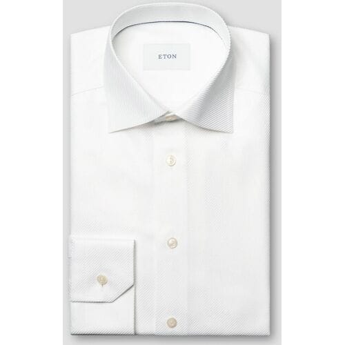Eton Overhemd King Twill Luxury Texture Natural 3D Effect Wit / male