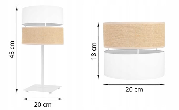 Light-Home JUTA GIA 2450 - Tafellamp - Metaal - Stoffen Lampenkap - Wit