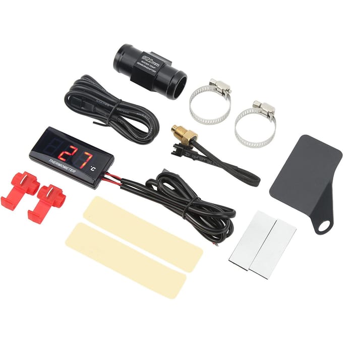 Digitale watertemperatuurmeter voor motorfietsen, ultradun DC 12V LCD met 22 mm sensoradapter voor de meeste rood