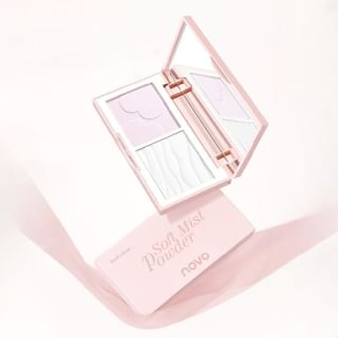 NOVO - Dual-Color Multi-Effect Soft Mist Pressed Powder - 3 Colors 03# Natural (4g + 4g)