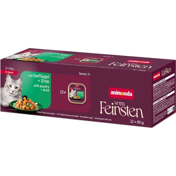 12x85g Animonda Vom Feinsten Senior in Saus Gevogelte & Eend nat kattenvoer
