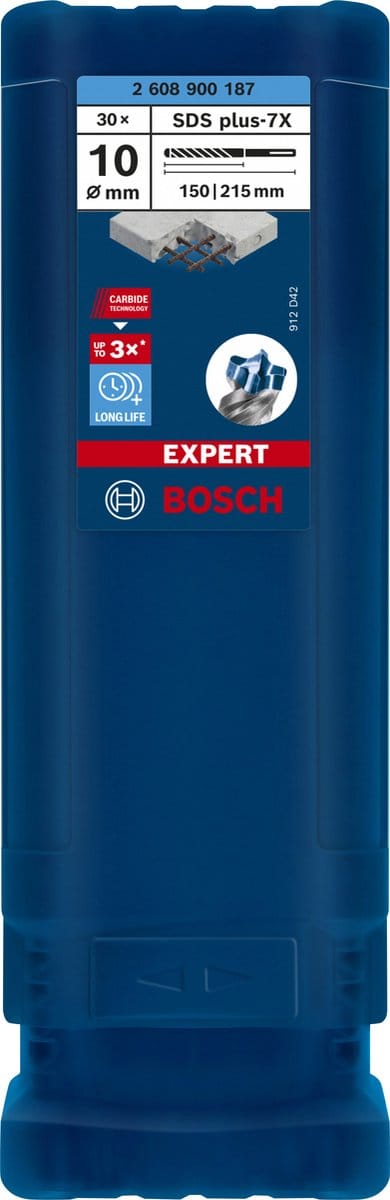 Bosch Accessories EXPERT SDS plus-7X 2608900187 Hamerboor 30-delig 10 mm Gezamenlijke lengte 215 mm SDS-Plus 30 stuk(s)
