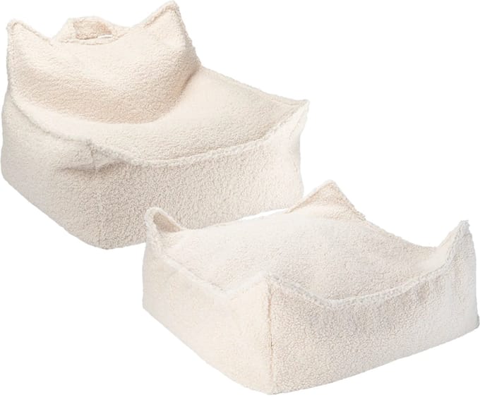 Wigiwama Beanbag Chair/Zitzak met Ottoman - Creme White