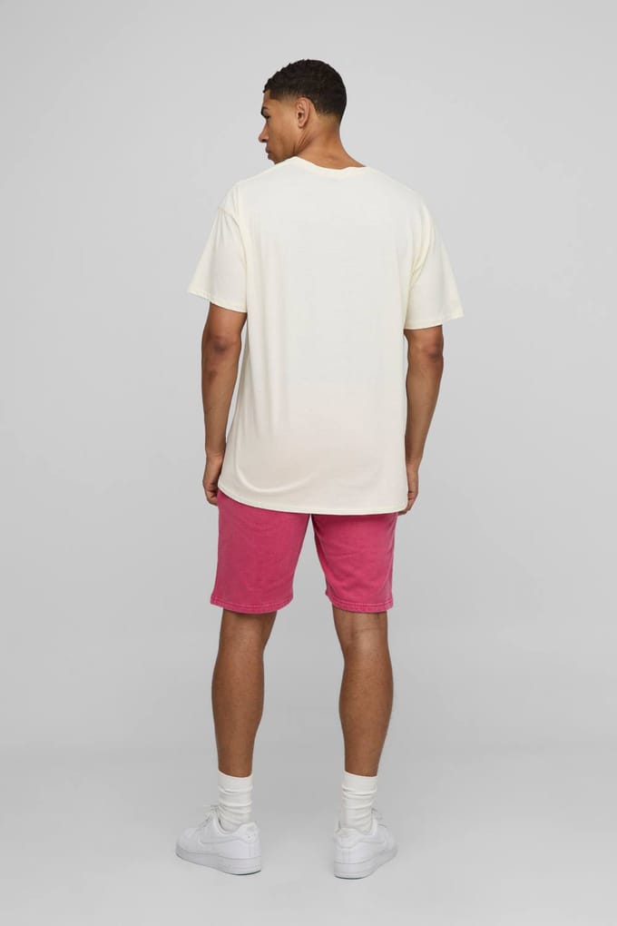 Regular Fit Shorts Met Limited Heart Grafische Print En Washed Jersey | Red | Size Medium