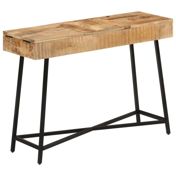 vidaXL - Kaptafel - 105x35x75 - cm - massief - ruw - mangohout - en - ijzer
