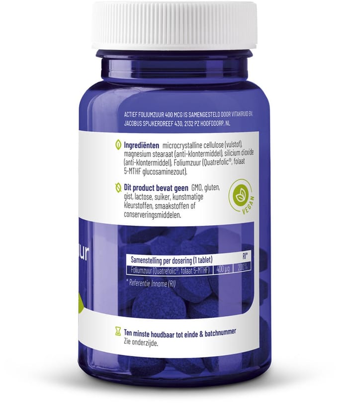 Vitakruid - Actief Foliumzuur 400 Mcg - 2 x 90 tabletten - Voordeelverpakking
