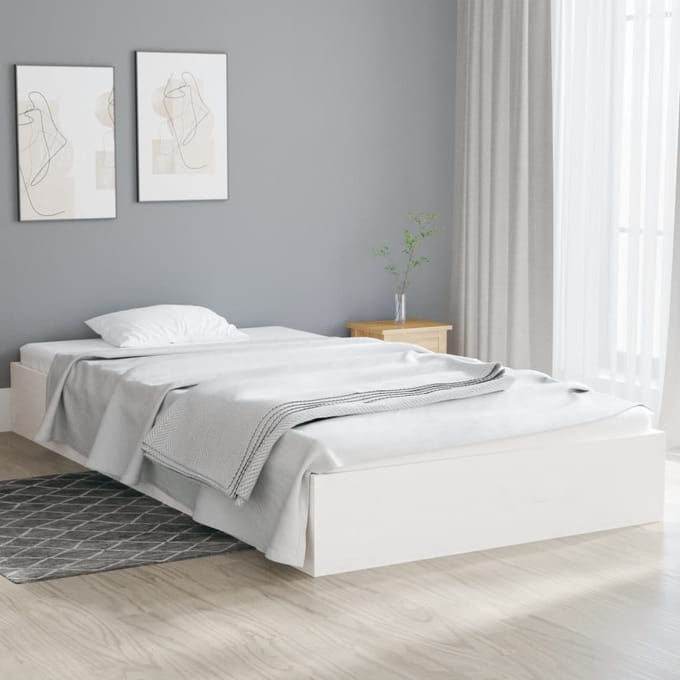 vidaXL - Bedframe - massief - hout - wit - 100x200 - cm