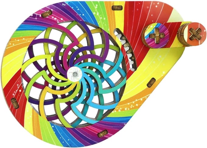 Draaibaar Optisch Speelgoed - Interactieve Puzzel - Hersentraining - Houten Constructie - 12.5 x 9 cm