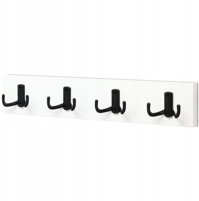 Wandkapstok met 4 Haken - Wit - Voorhal & Meer