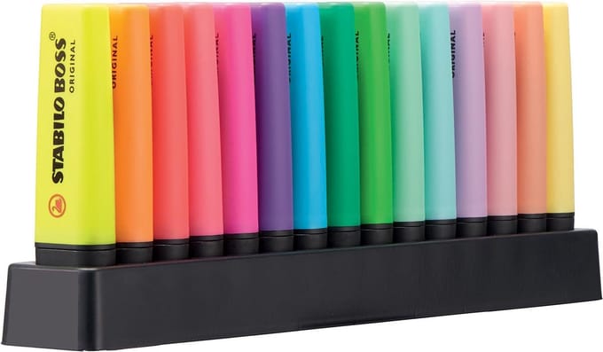 STABILO BOSS ORIGINAL - Markeerstift - Hoogste Kwaliteit - Deskset Met 15 Kleuren