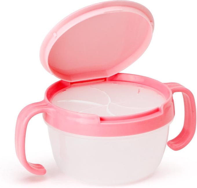Ychee - Set van 2 - Kinder Snack beker - Snack Cup - met Handgrepen - Zelfstandigheid - Roze