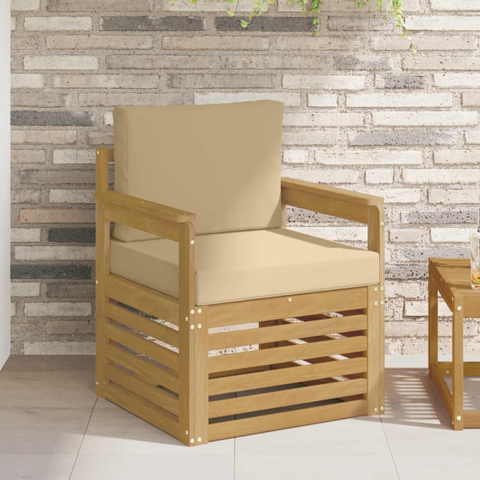 vidaXL - 2 - Stuk - Buiten - bank - set - Polyester - Wit - En - Beige