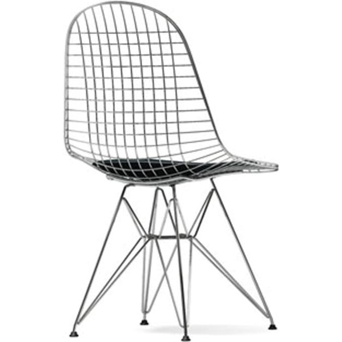 Vitra - Wire Chair DKR-5 - verchroomd - Leder - nero - zwart