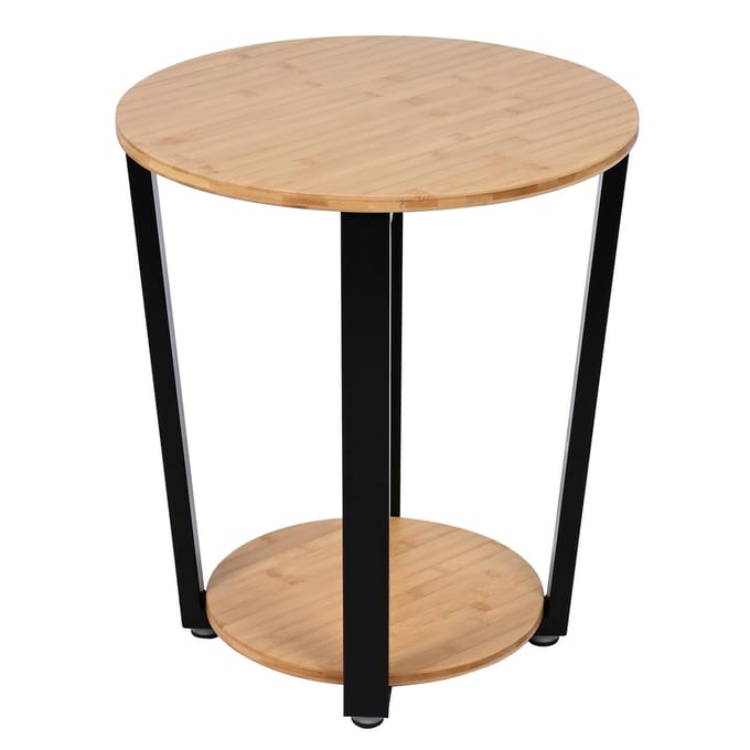 BEGRYF - Bijzettafel - rond - bamboelook - 2 niveaus - 46x52 cm