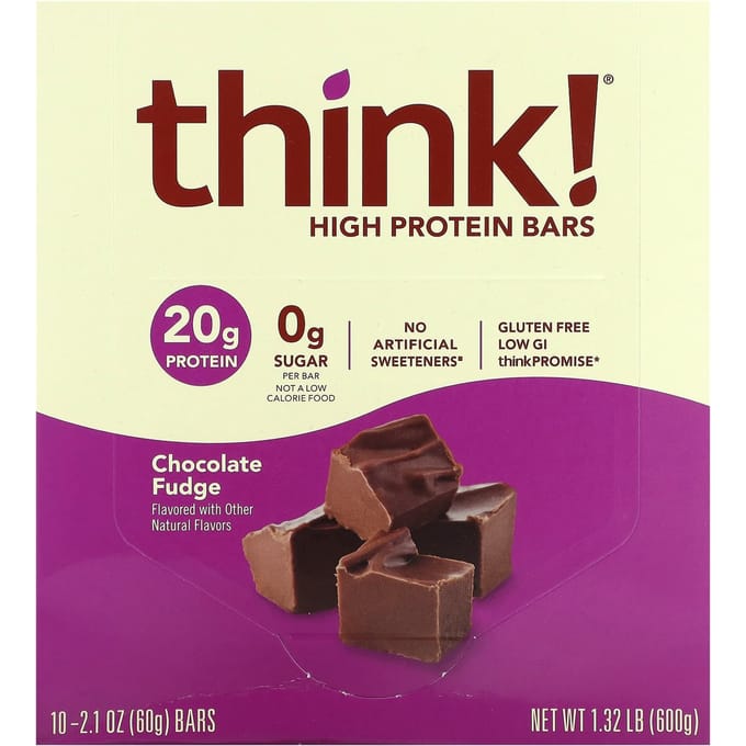 Pense!, Barre Hyperprotéinée, Fudge au Chocolat, 10 paquets, 60g (2,1 oz) chaque