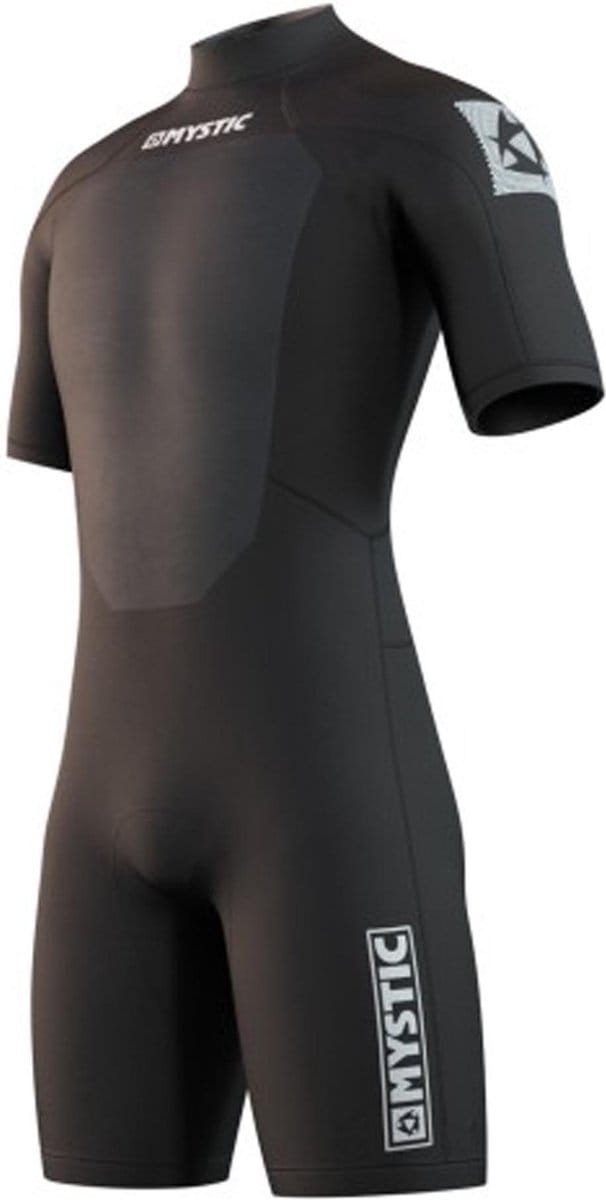 Mystic Brand Shorty 3/2mm Back-Zip  Wetsuit - Maat M  - Mannen - Zwart/Wit