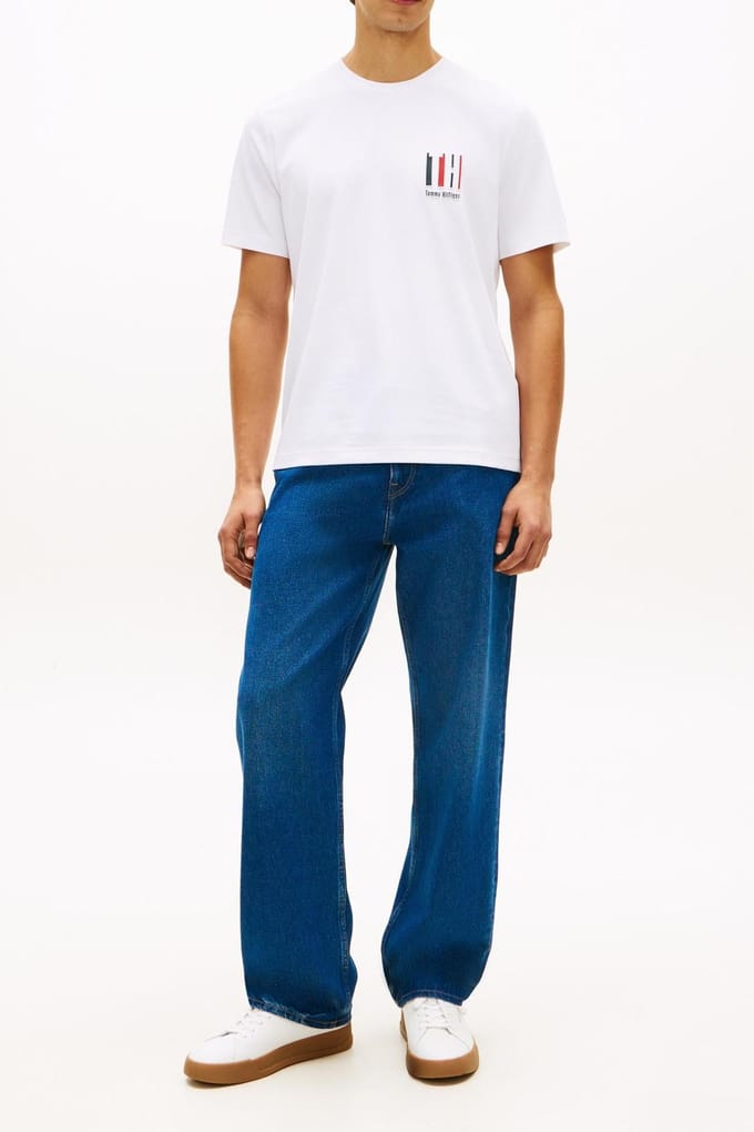 Tommy Hilfiger Icon Interlock Embos T-shirt White Größe: XXL | Basic T-Shirts Outlet | Herren | Weiß