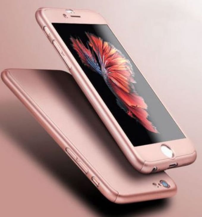 360 bescherming harde hoes + gehard glas voor iPhone 7 Plus Roze