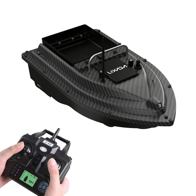 GPS Visaasboot met grote aascontainer Automatische voerboot met 400-500M afstandsbereik 12000mAh EU Plug black