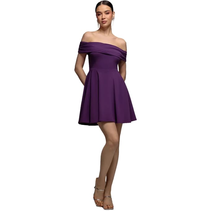 Damesjurk met plooi Goddiva Bardot Maxi