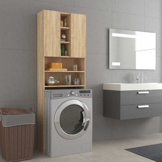 vidaXL - Wasmachinekast - 64x25,5x190 - cm - sonoma - eikenkleurig
