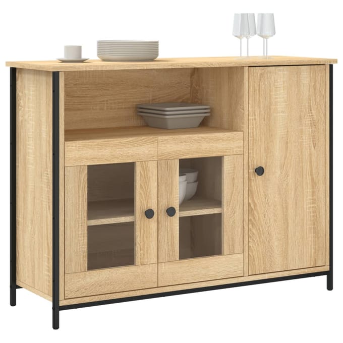 vidaXL - Dressoir - 100x35x75 - cm - bewerkt - hout - sonoma - eikenkleurig