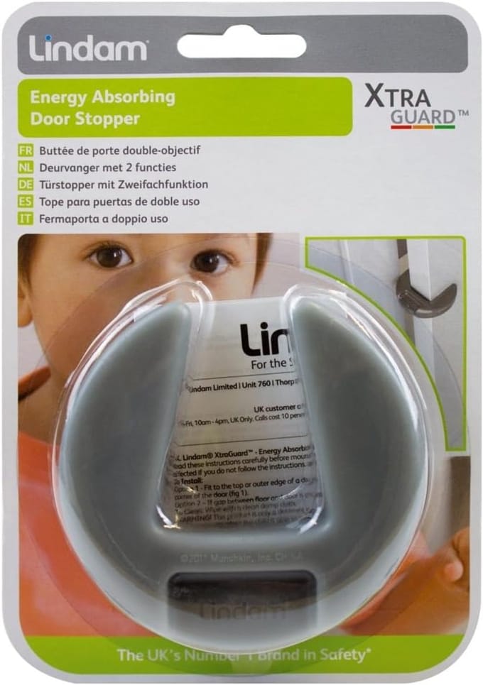 Deurstopper - Kamerdeur Beschermer - Kinderen Veiligheid - Energieabsorberend Schuim - 3 x 9 x 8.8 cm - Grijs