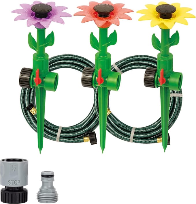 Spuitkop Set - Verstelbare Sproeiers - Gazon Besproeien - Drie Koppen Inclusief - 28x28x10.5cm - Groen