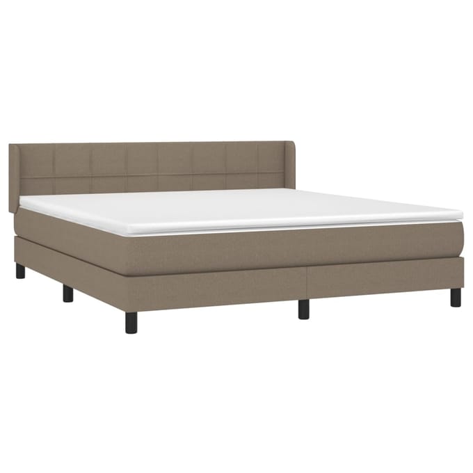 vidaXL - Boxspring - met - matras - stof - taupe - 160x200 - cm