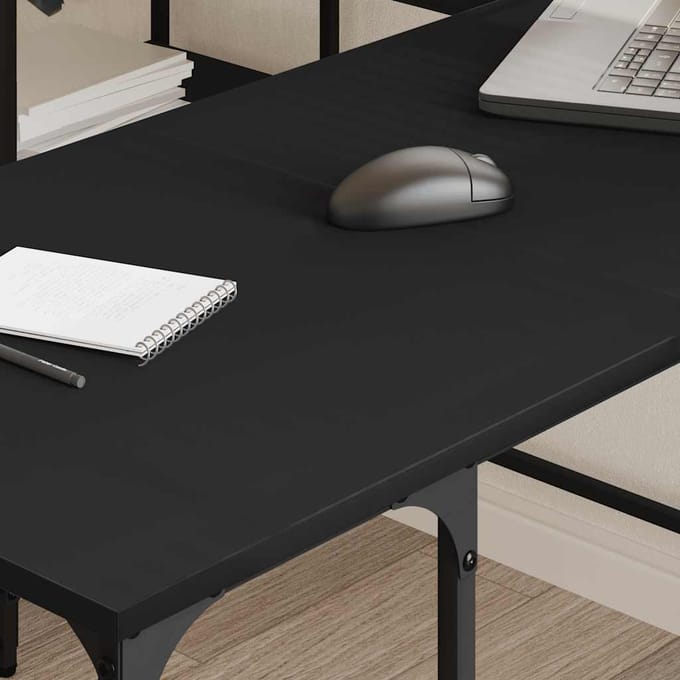 vidaXL Bureau 139x139x75 cm bewerkt hout zwart