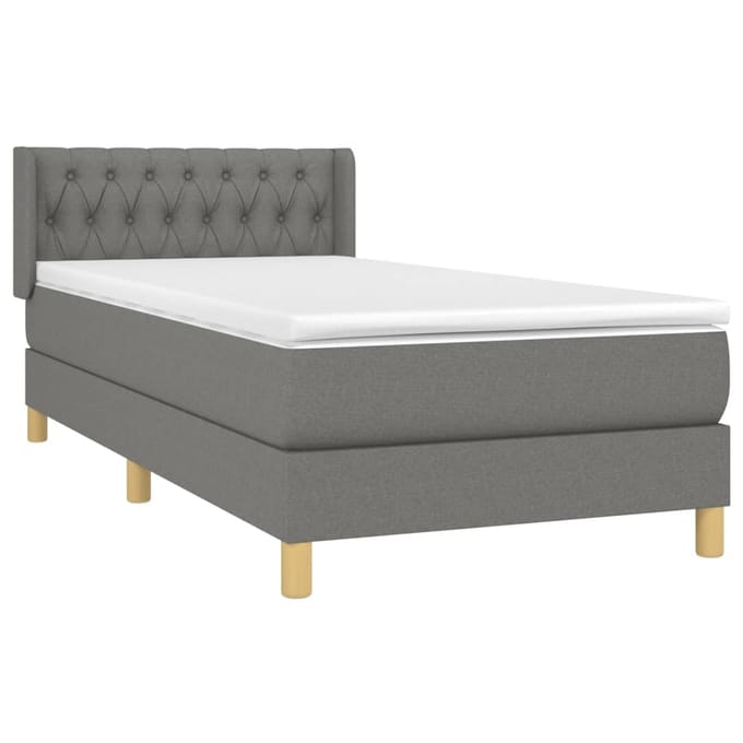 vidaXL - Boxspring - met - matras - stof - donkergrijs - 90x200 - cm