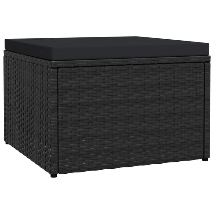 vidaXL - Tuinvoetenbank - met - kussen - poly - rattan - zwart