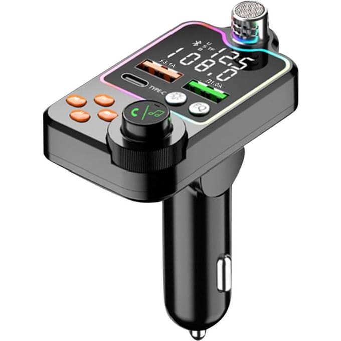 Auto Bluetooth 5.0 FM-zender 12-24V Dubbele USB Autolader Draadloos Handsfree Bellen Audio-ontvanger MP3-speler gray