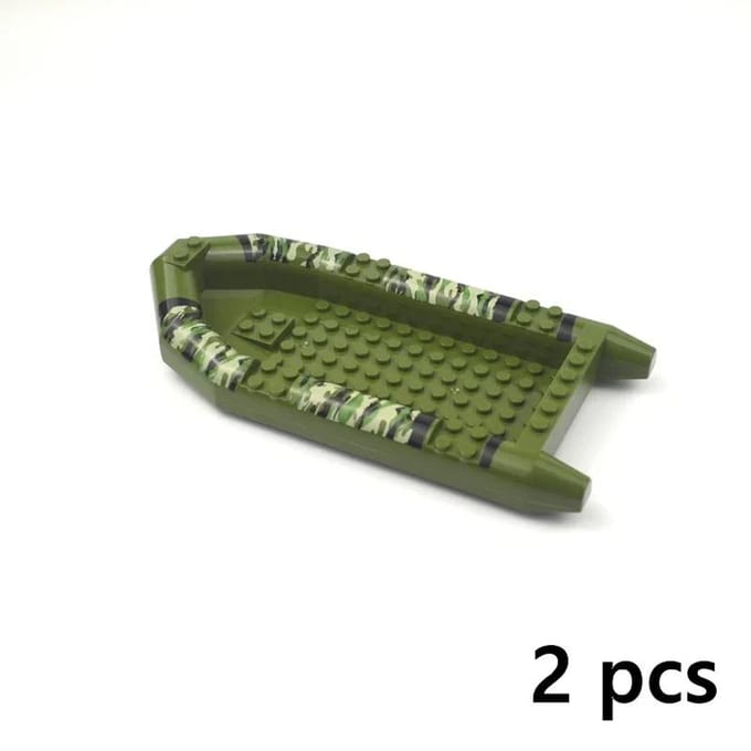 MOC Bouwstenen Kano Levensboot Kajakken Infanterie Opblaasbare Boot romp Militaire Camouflage Educatief Speelgoed