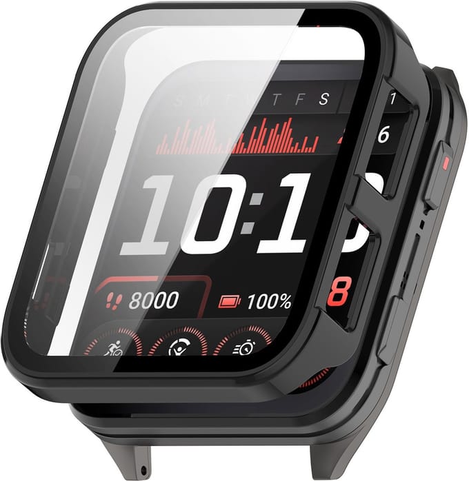 Strap-it Hard case hoesje met screen protector glas - geschikt voor Garmin Venu X1 (zwart)
