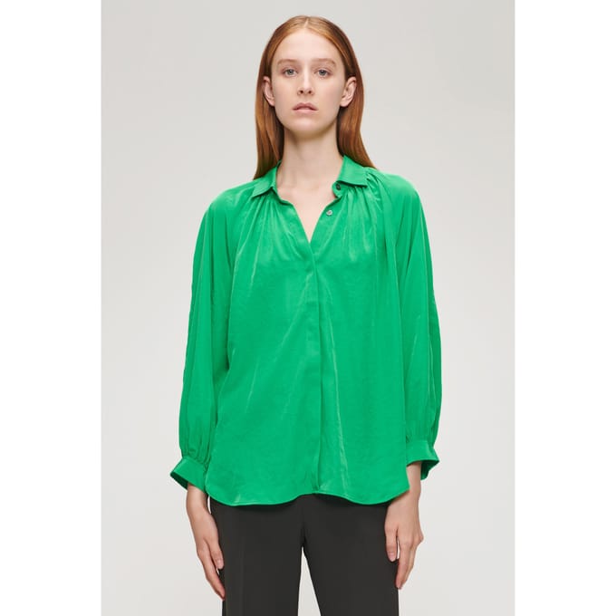 ZENGGI Technosilk Oversized Blouse Vivid Green Größe: XS | Blusen Outlet | Damen | Grün