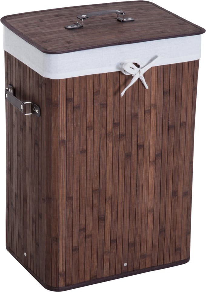 Clruro Waskorf - 40 x 30 x 60 cm - Vouwbaar Wasmand met Deksel - 72L - Bambus - Donkerbruin